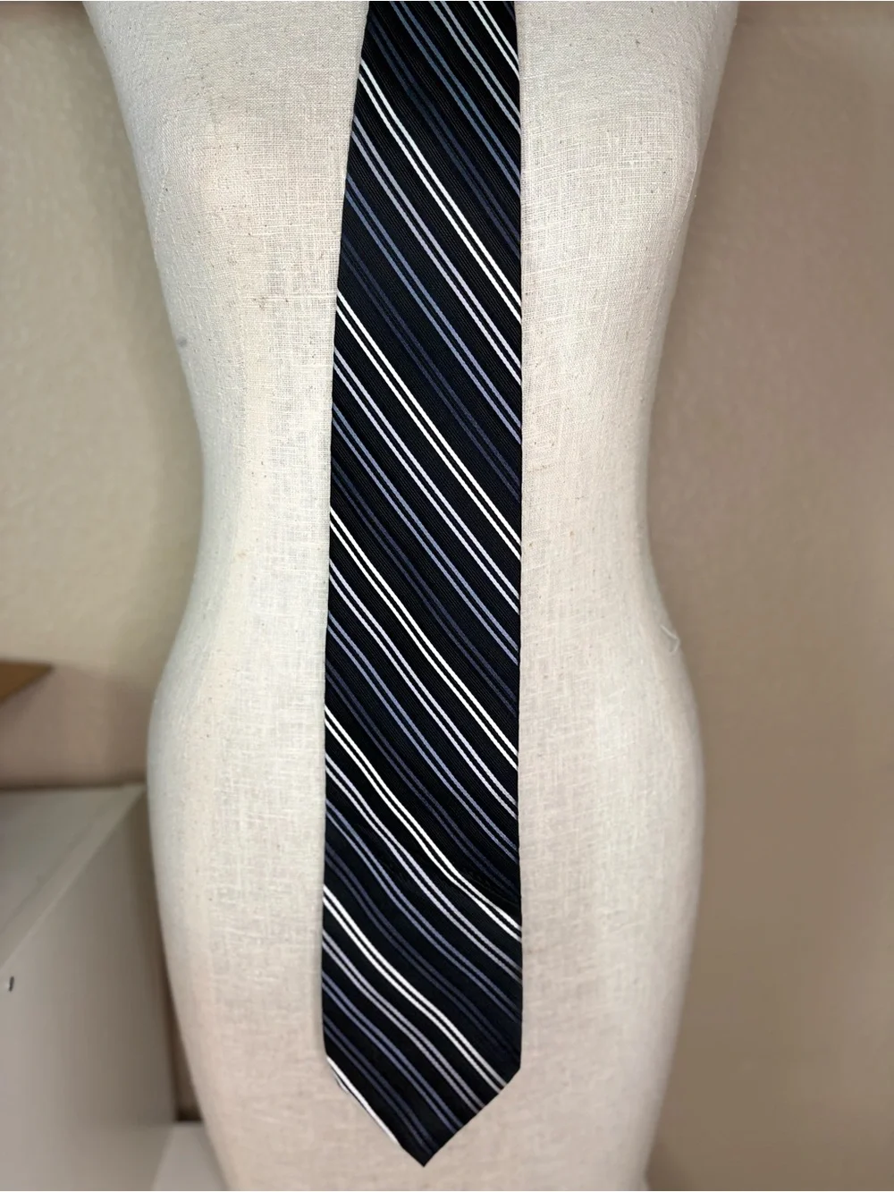 Nicole Miller Men’s Silk Blend Striped Tie Black Gray White Business Formal
